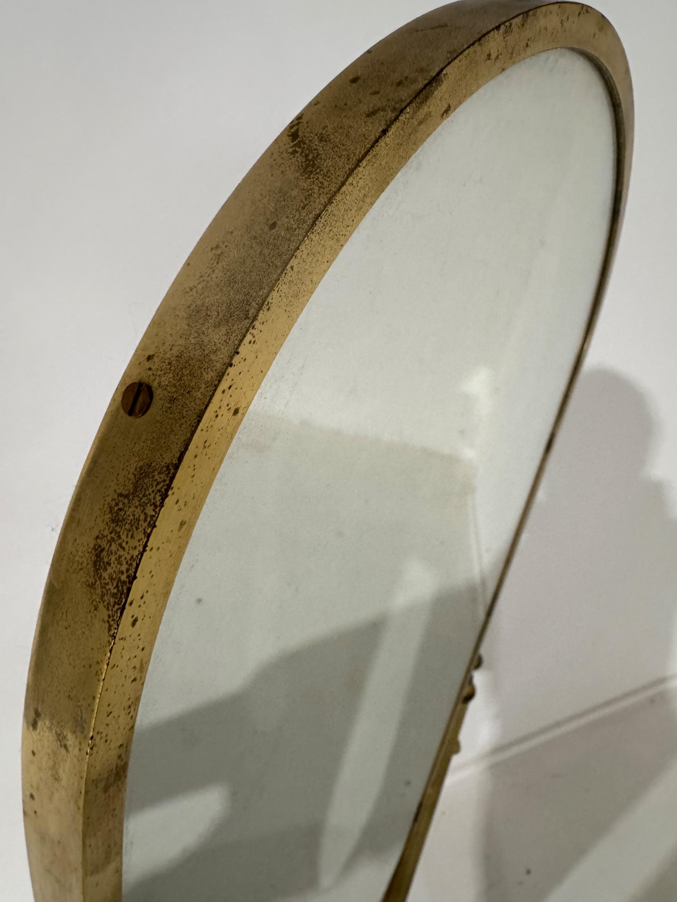 1950’s Big French Fashion Store Mirror, in Brass & Nice Details. Dim = 154 x 46 x 42 cm