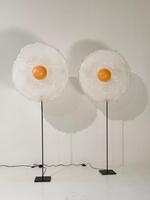 Amazing & Rare Big Pair of « Sunny Side Up » Egg Floor Lamp By Michel Froment Circa 1990’s. 