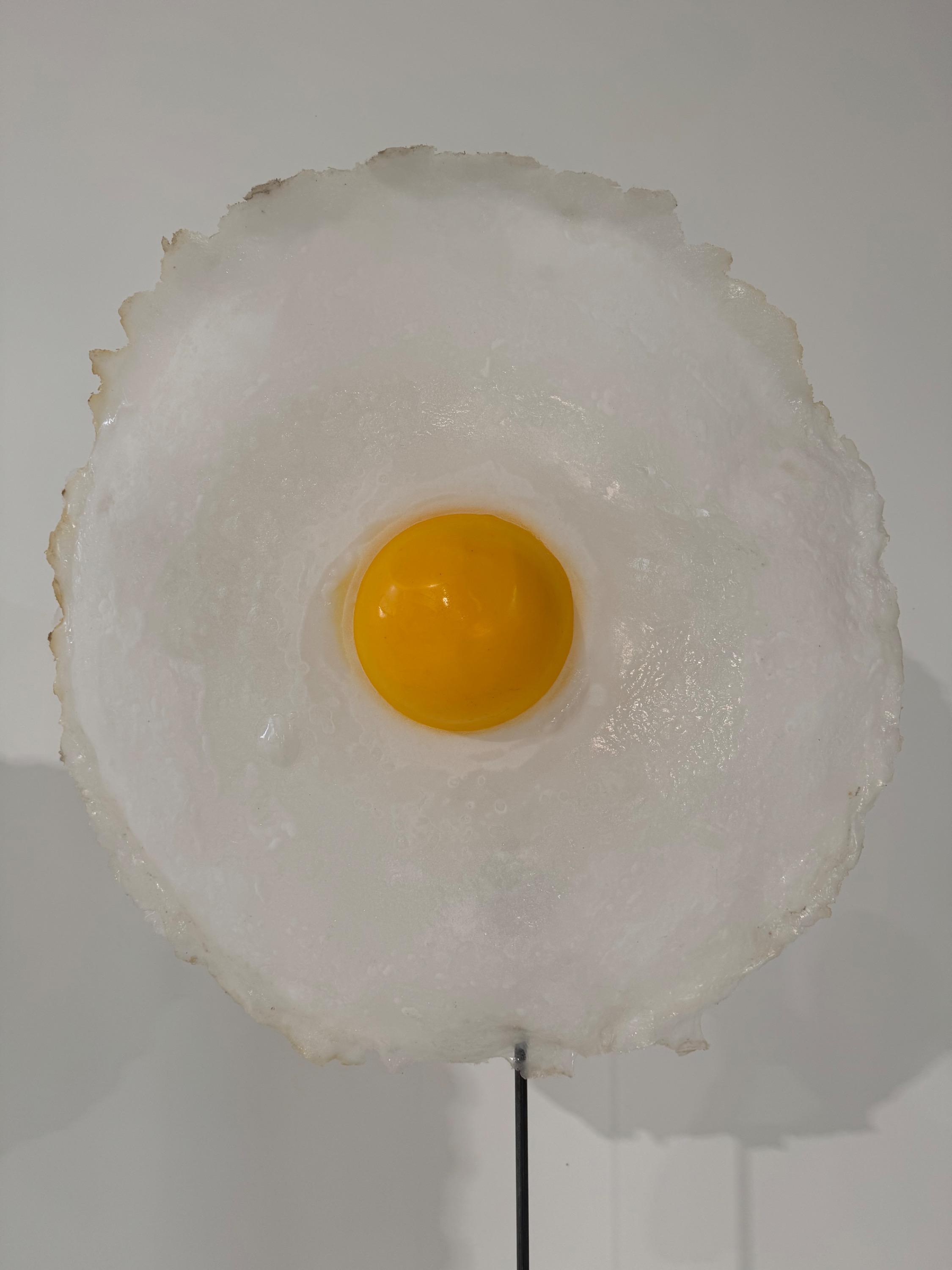 Amazing & Rare Big Pair of « Sunny Side Up » Egg Floor Lamp By Michel Froment Circa 1990’s. Dim = H 225 cm / Diam Egg 100 cm