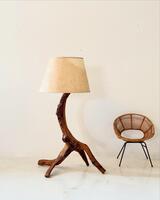 Big French 1960 Olive Root Floor Lamp