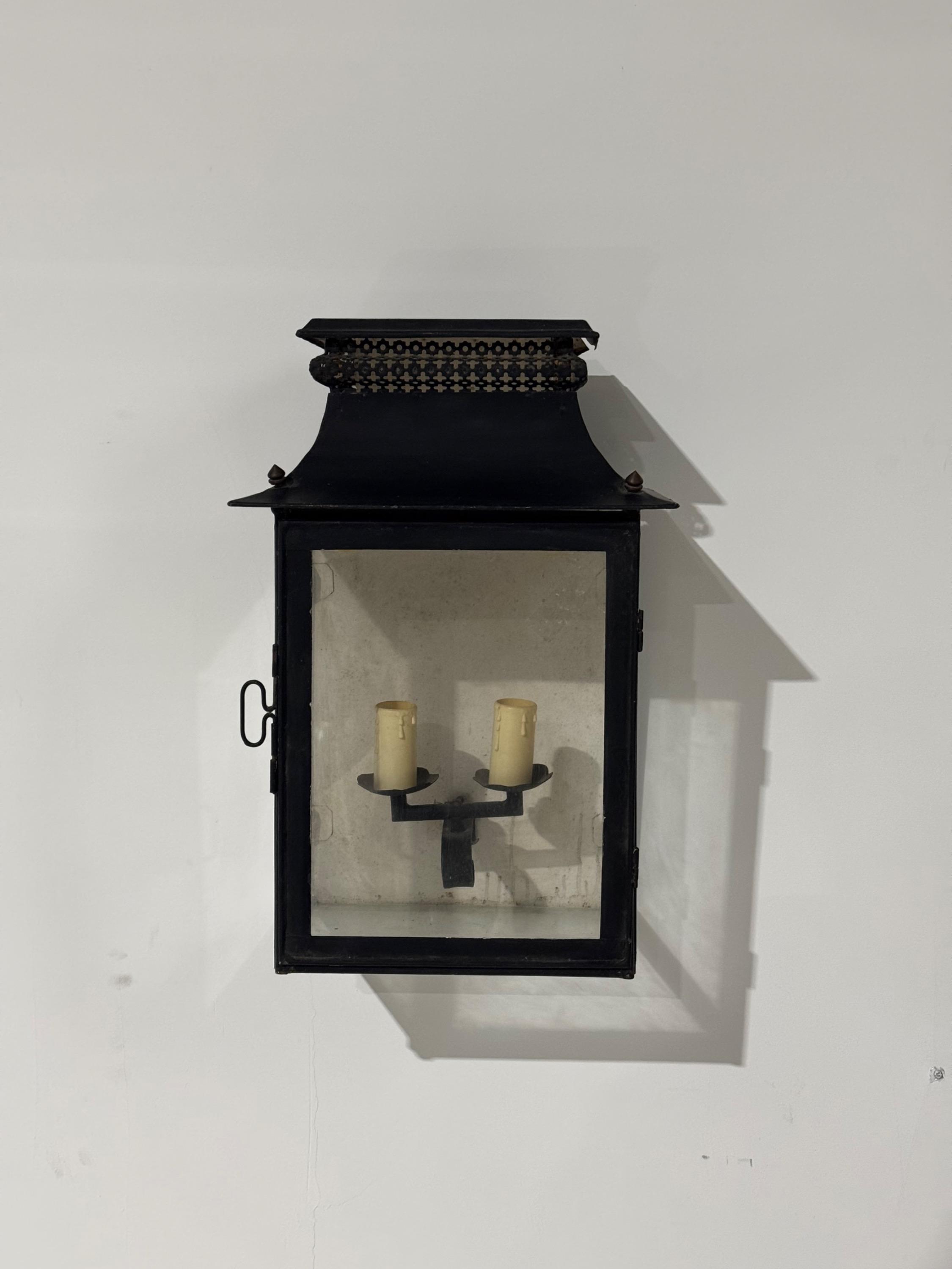 Classic Pair of French Wall Lanterns End of 19th Century, Electrfied in 1950