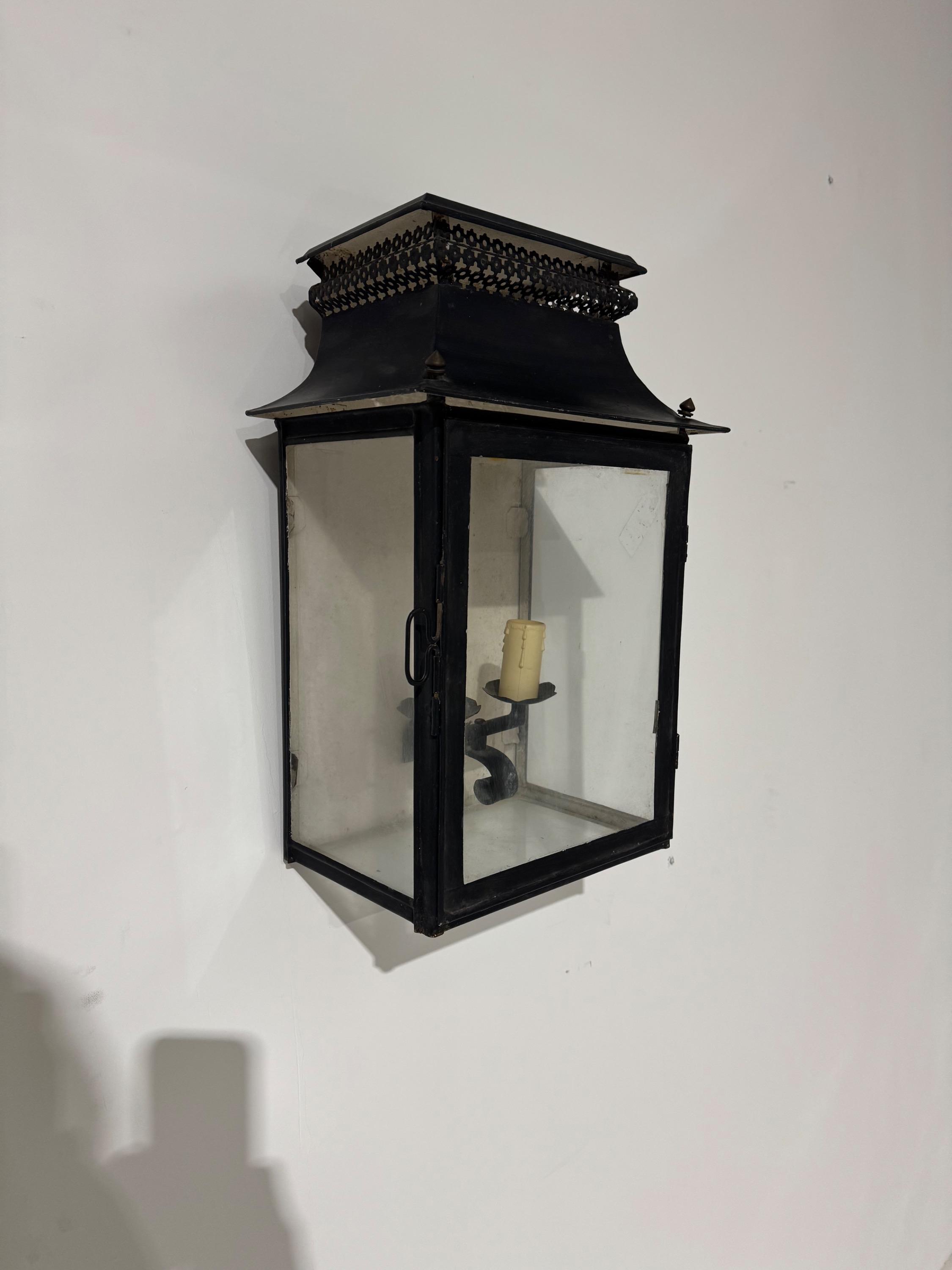 Classic Pair of French Wall Lanterns End of 19th Century, Electrfied in 1950