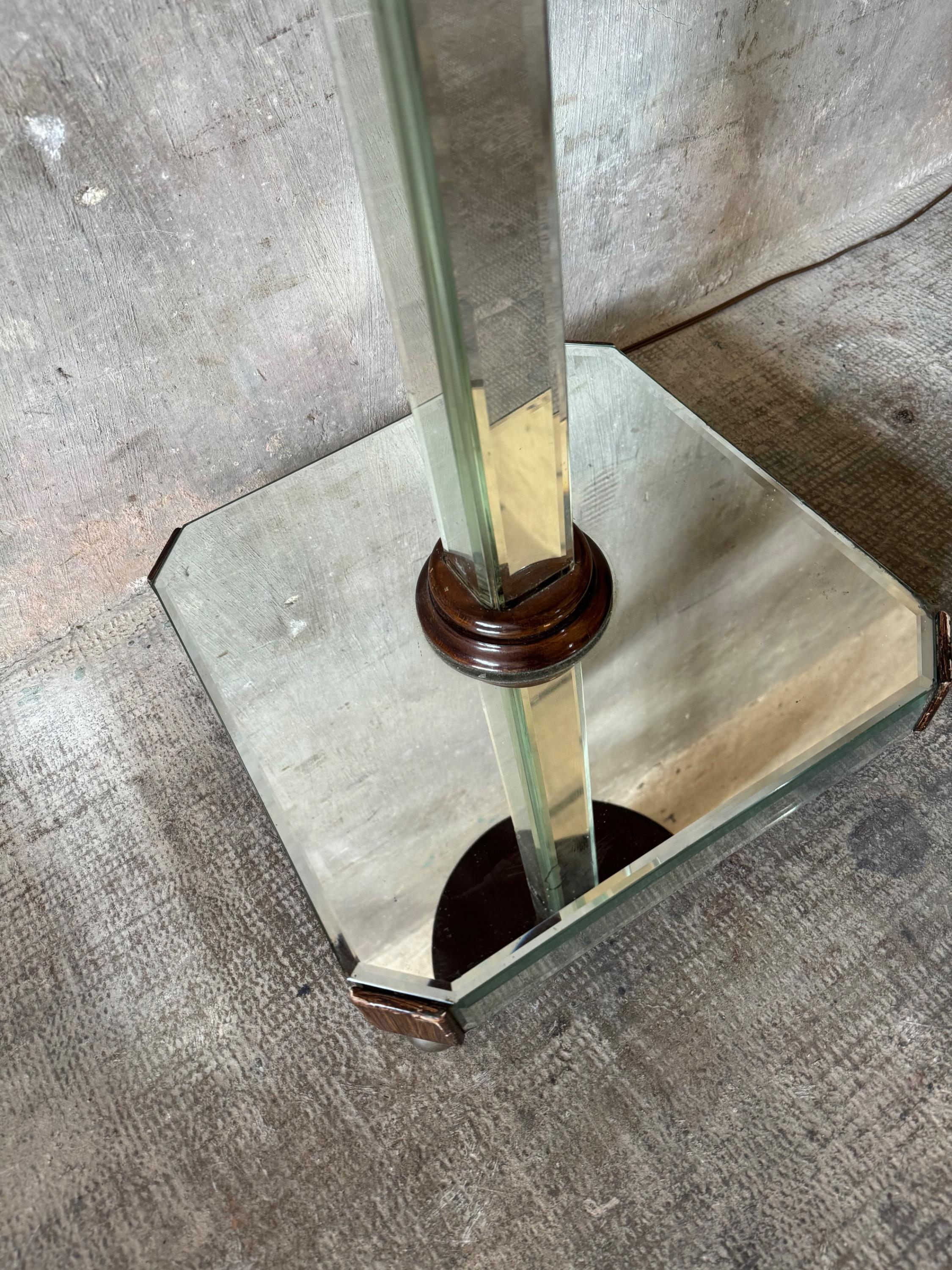French Mirrored Floor Lamp in Perfect original condition Circa 1930 Dim = 175 x 38 x 38 cm