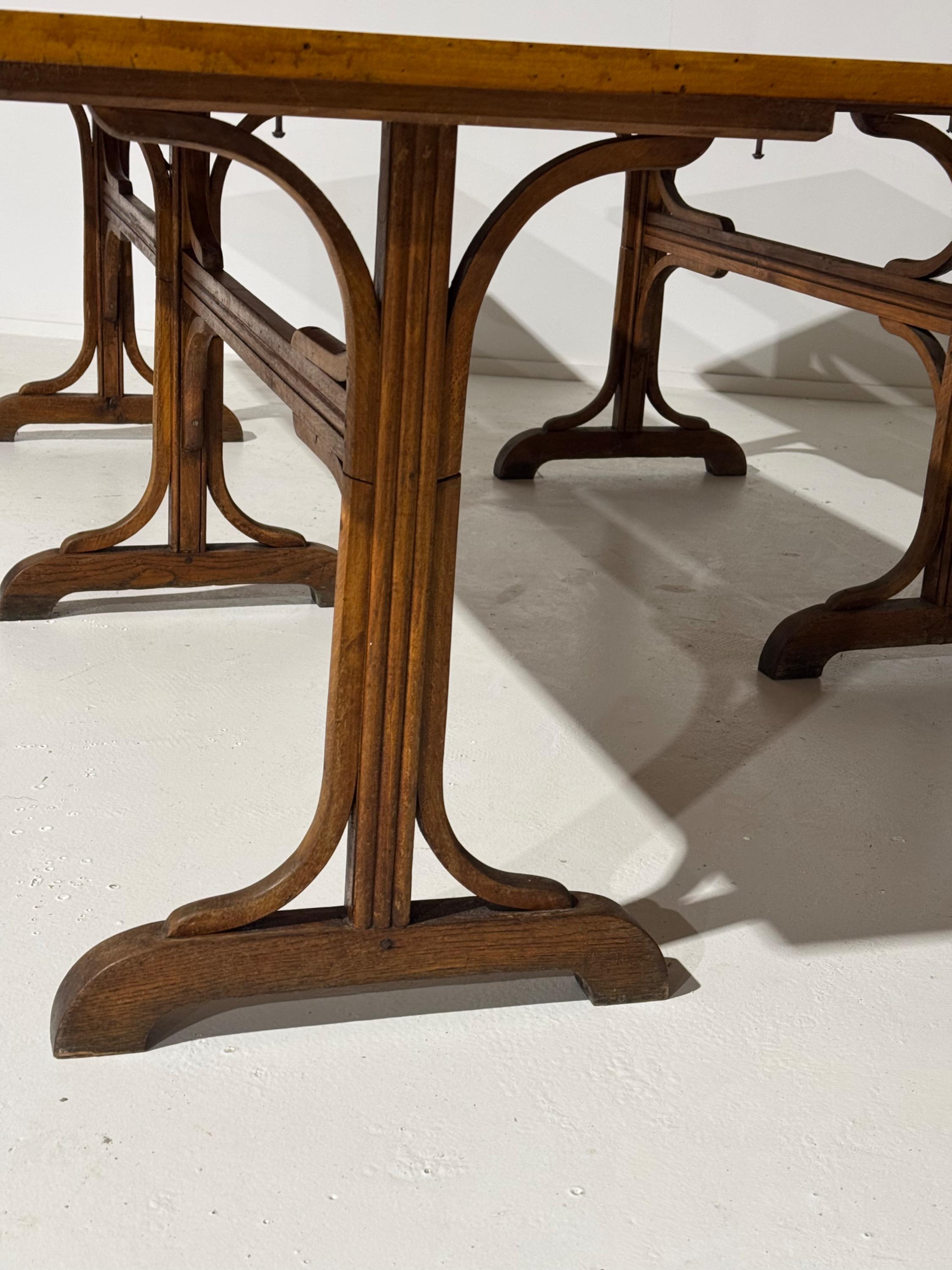 Pair Of Big « Fishel » Tables in Bent Beech Wood Circa 1920’s Dim = 260 x 70 x 75 cm