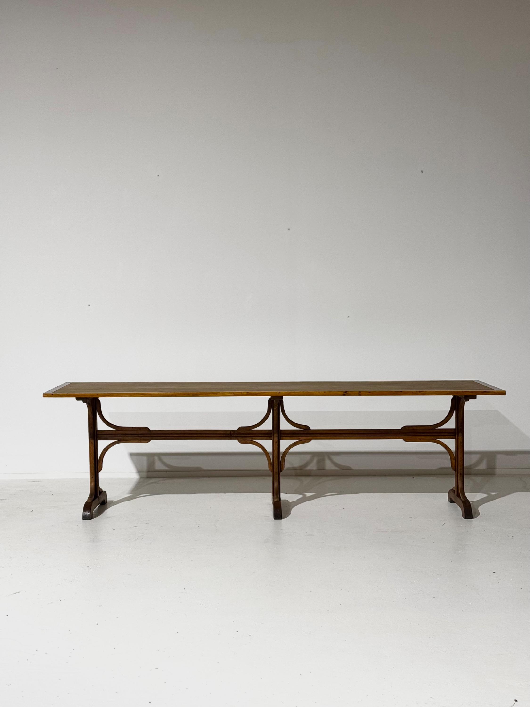 Pair Of Big « Fishel » Tables in Bent Beech Wood Circa 1920’s Dim = 260 x 70 x 75 cm